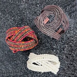LOT 3 Southwestern Cuff Bracelets Seed Bead Copper Wire Boho Stack Southwestern